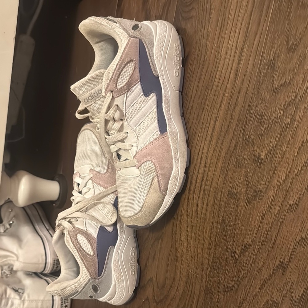 Adidas Cream and Blue Athletic Shoes